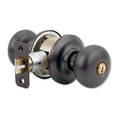 Yale Cambridge Entry Door Knob Set, Keyed, Locking, Oil Rubbed Bronze